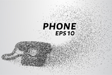 Phone from the particles. Old phone consists of circles and points. Vector illustration