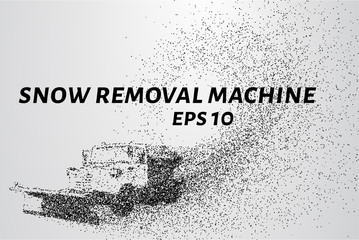 Snow removal machine particles. Snow removal machine consists of circles and points. Vector illustration