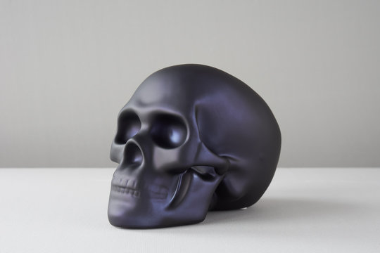 Black skull on white