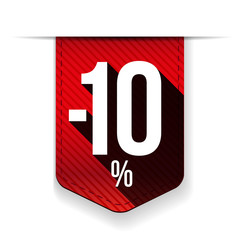 Sale ten percent off banner red ribon