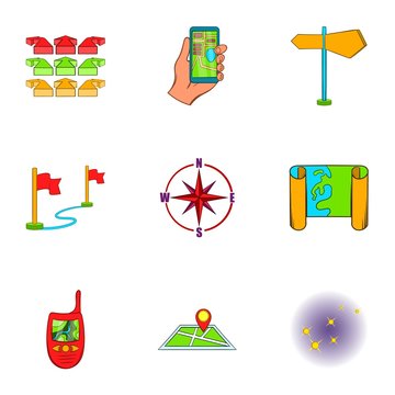 Find way icons set. Cartoon illustration of 9 find way vector icons for web