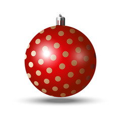 Vector red Christmas ball with simple design