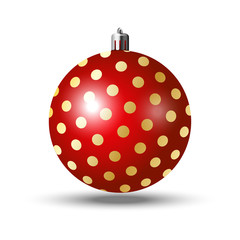 Vector red Christmas ball with simple design