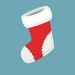 Christmas empty red socks Icon Vector Illustration in modern flat and simple style. Good for motion design
