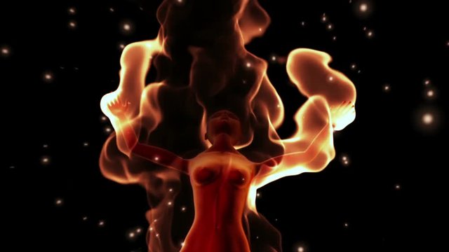 3d female burning in flames