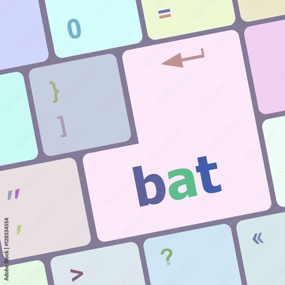 Poster bat word on keyboard key, notebook computer