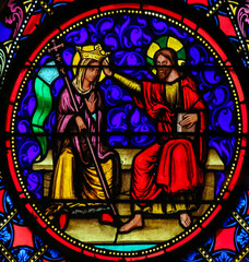 Fototapeta na wymiar Stained Glass - Jesus and Mary in Heaven