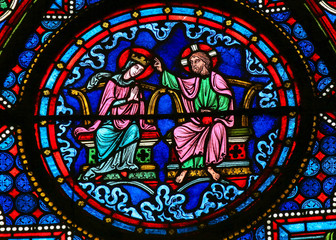 Stained Glass - Jesus and Mary in Heaven