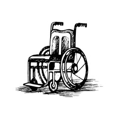 Wheelchair  sketch illustration.