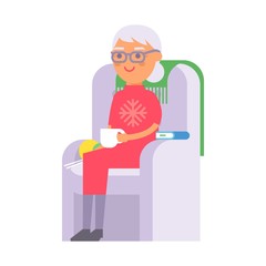 Granny portrait vector illustration.