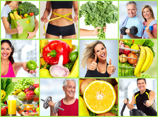Healthy fitness people set.