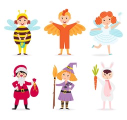 Cute kid wearing Christmas costume vector.