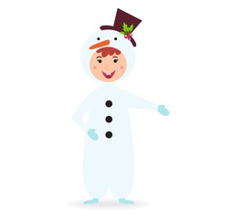 Cute kid wearing Christmas costume vector.