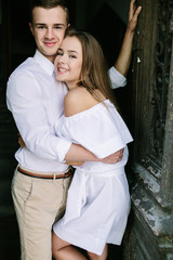 couple posing in the doorway