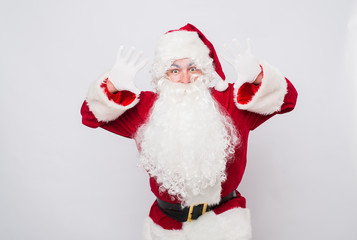 Happy Christmas Santa Claus Dancing. Isolated on white background
