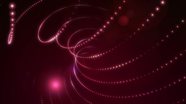 Bright lights slowly rotating in 3d space background animation