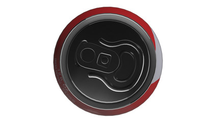 Red can of soda, view from the top on background, 3d render