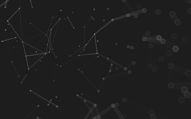 Abstract polygonal space low poly dark background, 3d rendering