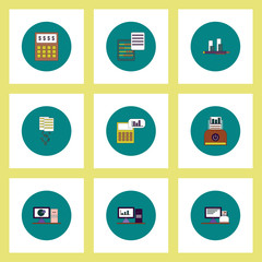 Collection of icons in flat style business items
