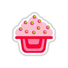 Vector illustration in paper sticker style delicious cake