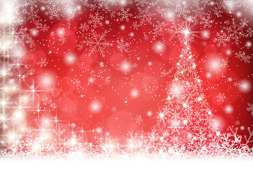 Snowflake Christmas tree on winter background Vector