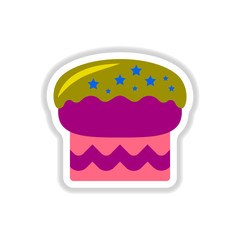 Vector illustration in paper sticker style delicious cake