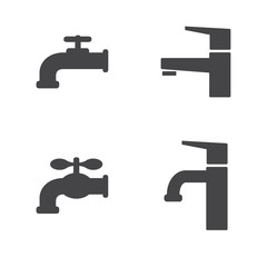 Water faucets set. Black silhouette icons. Vector illustration. - obrazy, fototapety, plakaty