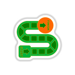 Vector illustration in paper sticker style board game map