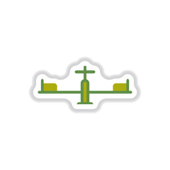 Vector illustration in paper sticker style playground equipment carousel