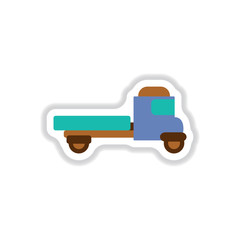 Vector illustration in paper sticker style old pickup truck