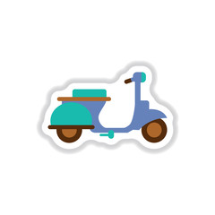stylish icon in paper sticker style retro scooter