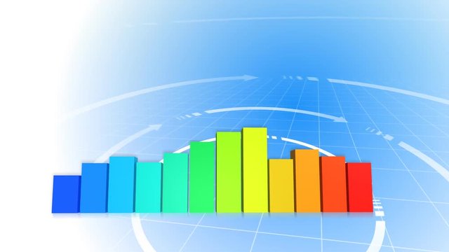 Stock market success animation with bar chart