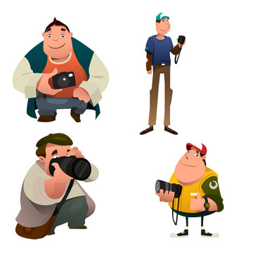 Funny Photographer Characters Holding a Camera