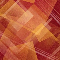 abstract background with layered transparent squares diamond and striped shapes in red orange and gold colors