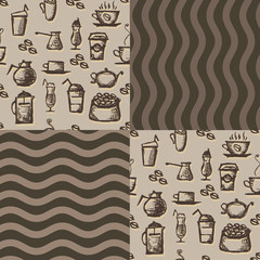 Vector seamless pattern and seamless pattern of logos for restau