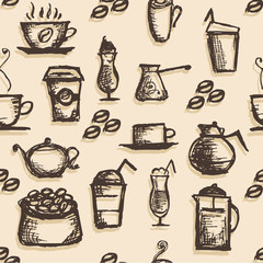 Vector seamless pattern and seamless pattern of logos for restau