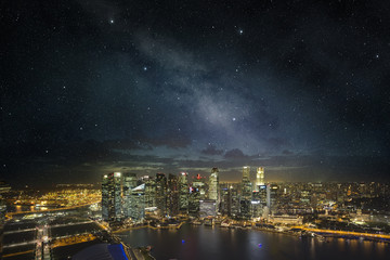 singapore skyline under a starry night sky