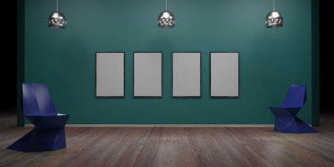 modern art gallery 3d rendering