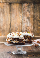 Homemade carrot orange cake with cream cheese frosting