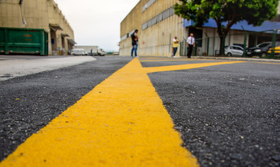 Marking on the pavement in the cargo terminal where all-cargo aircrafts usually park, this complex is now informally known as the old Galleon, Rio de Janeiro, Brazil