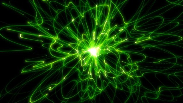 Shiny abstract green particles background animation