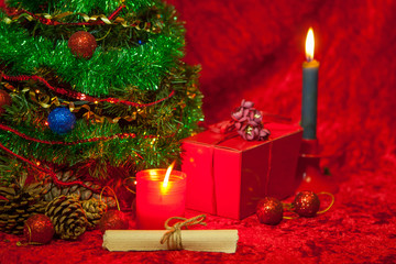Christmas Tree with burning candle