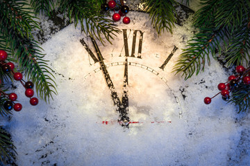 Christmas clock with winter decoration