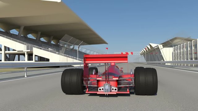 Winning formula one racing car 3d animation. Close-up Version