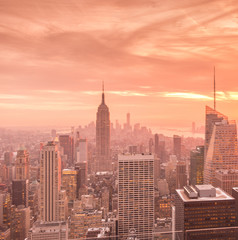 Naklejka na ściany i meble View of New York Manhattan during sunset hours