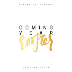 Christmas design handmade calligraphy lettering inscription Coming Year Roster.