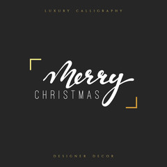 Christmas design handmade calligraphy lettering. Decor element for Poster and greeting cards. Inscription Merry Christmas