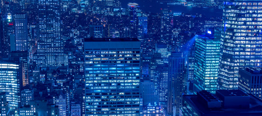 View of New York Manhattan during sunset hours