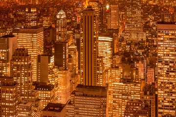 Obraz premium Night view of New York Manhattan during sunset