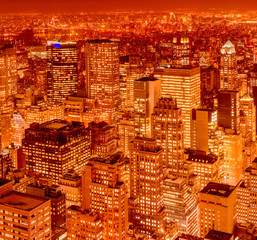 Obraz premium View of New York Manhattan during sunset hours